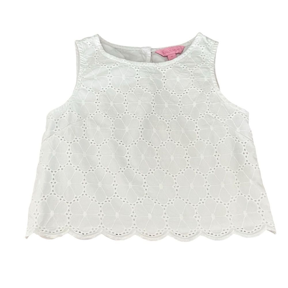 Lilly Pulitzer Sleeveless White Eyelet Blouse Top